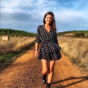 Zara Bloggers Favorite Black and White Polka Dot Dress